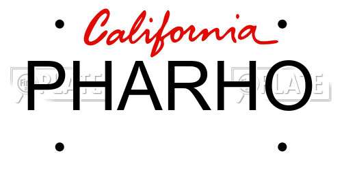 PHARHO California License Plate
