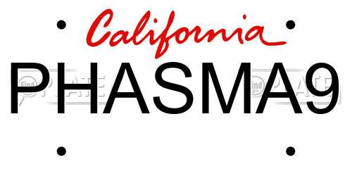 PHASMA9 California License Plate