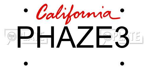 PHAZE3 California License Plate