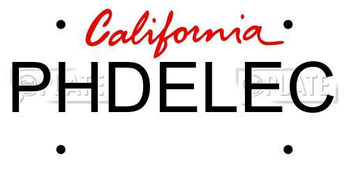 PHDELEC California License Plate