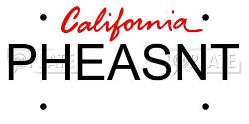 PHEASNT California License Plate