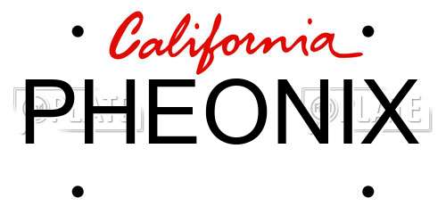 PHEONIX California License Plate