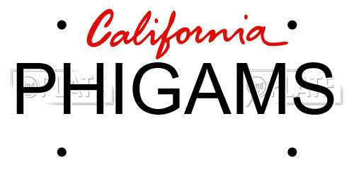 PHIGAMS California License Plate