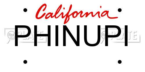 PHINUPI California License Plate