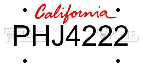 PHJ4222 California License Plate