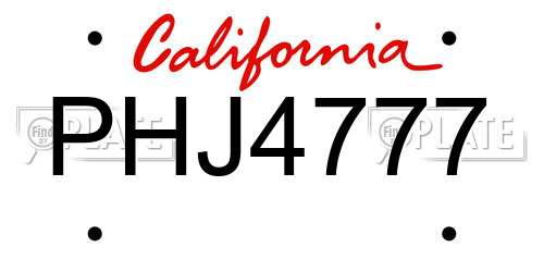 PHJ4777 California License Plate