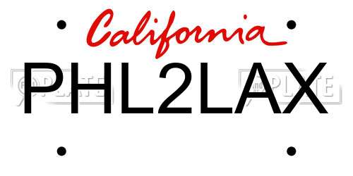 PHL2LAX California License Plate