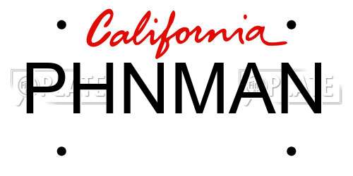 PHNMAN California License Plate