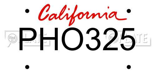 PHO325 California License Plate