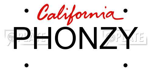 PHONZY California License Plate