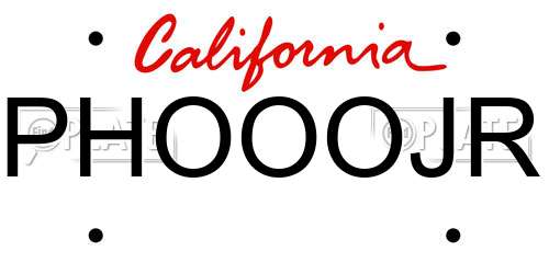 PHOOOJR California License Plate