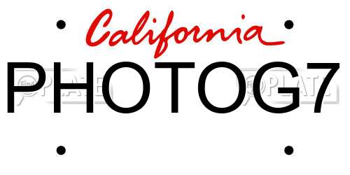 PHOTOG7 California License Plate