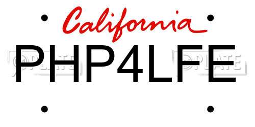 PHP4LFE California License Plate