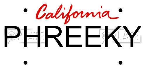 PHREEKY California License Plate