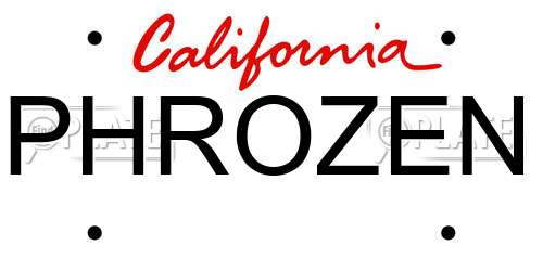 PHROZEN California License Plate