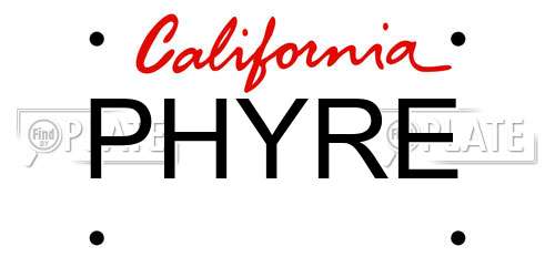 PHYRE California License Plate