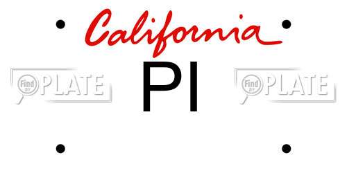 PI California License Plate