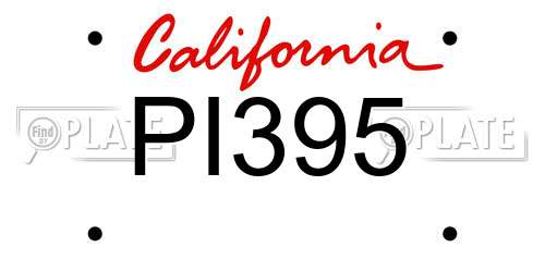 PI395 California License Plate