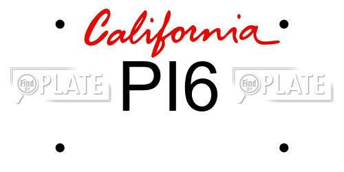 PI6 California License Plate