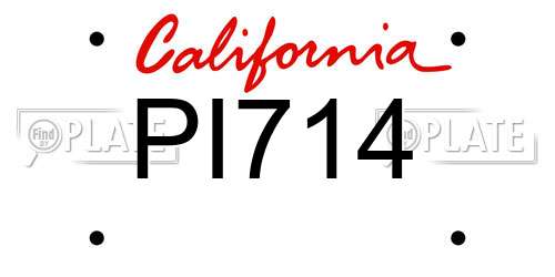 PI714 California License Plate