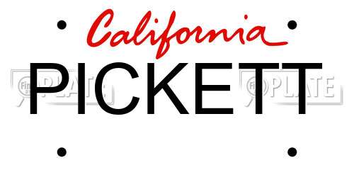 PICKETT California License Plate
