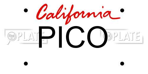PICO California License Plate