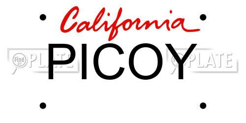 PICOY California License Plate