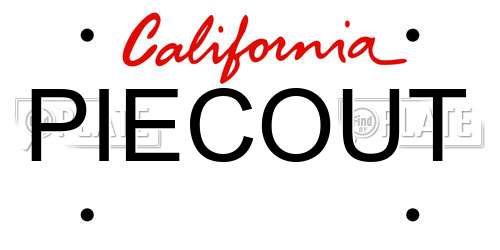 PIECOUT California License Plate