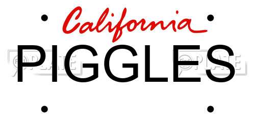 PIGGLES California License Plate
