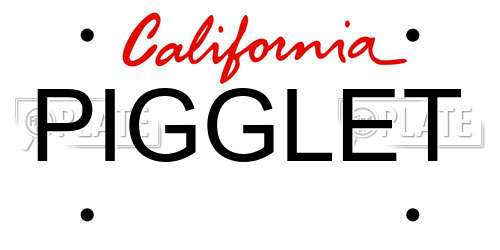 PIGGLET California License Plate