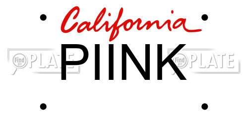 PIINK California License Plate