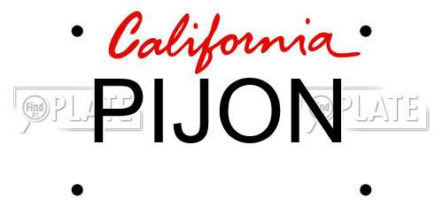 PIJON California License Plate