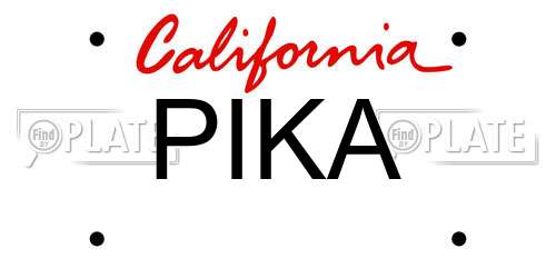 PIKA California License Plate