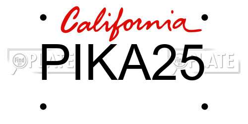 PIKA25 California License Plate