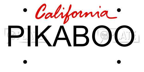 PIKABOO California License Plate