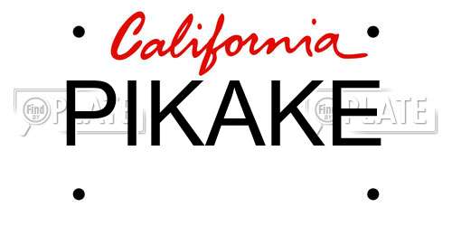 PIKAKE California License Plate