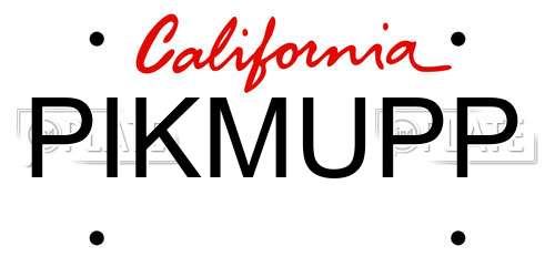 PIKMUPP California License Plate