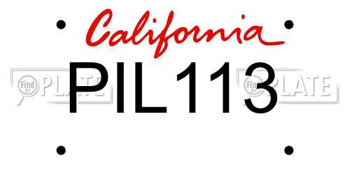 PIL113 California License Plate