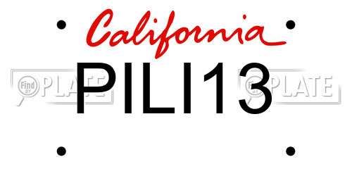 PILI13 California License Plate