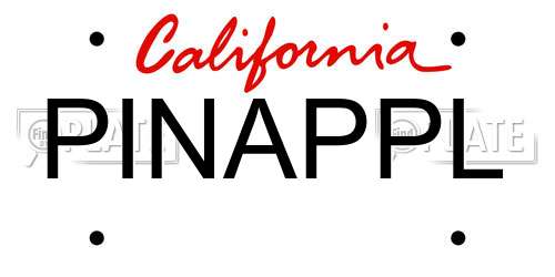 PINAPPL California License Plate