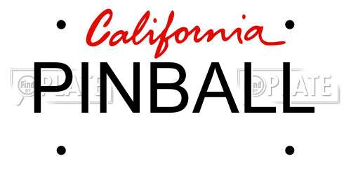 PINBALL California License Plate