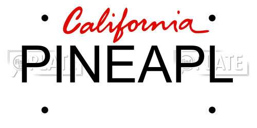 PINEAPL California License Plate
