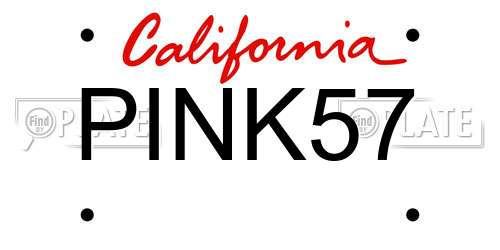 PINK57 California License Plate