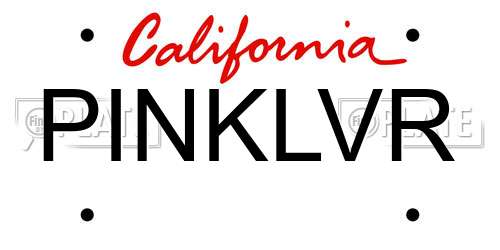 PINKLVR California License Plate