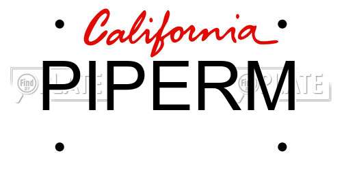 PIPERM California License Plate