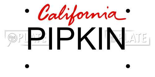 PIPKIN California License Plate