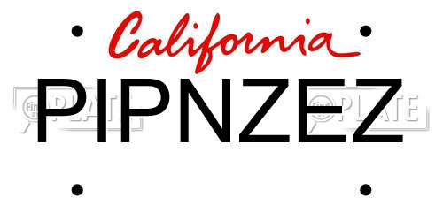 PIPNZEZ California License Plate