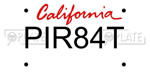 PIR84T California License Plate