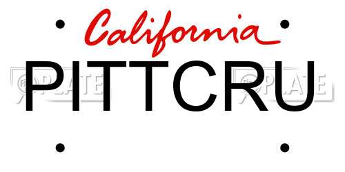 PITTCRU California License Plate