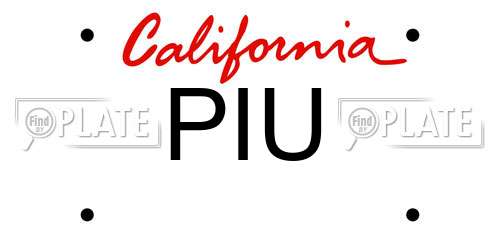 PIU California License Plate